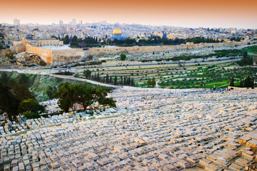 Jerusalem Old City view from Mount of Olives, Israel