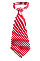 red striped tie with a knot