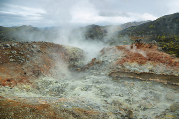 Multicolored geothermal area of Landmannalaugar
