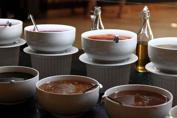 Plates with sauces