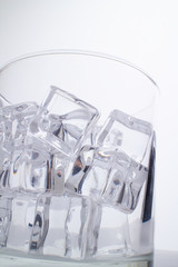glass with ice cubes