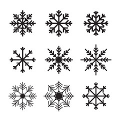 Set of black snowflakes