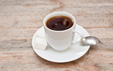 Coffee on the wooden table