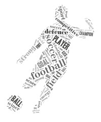 Soccer, football player shape word cloud