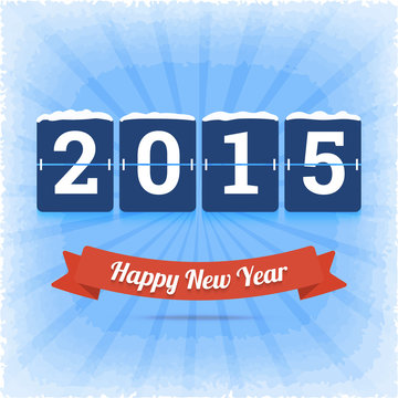 Happy New Year 2015 vector illustration with digits board panel.