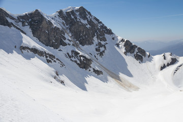 Fototapeta na wymiar Small avalanche ski resort Krasnaya Polyana