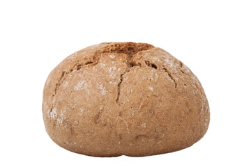 Fototapeta na wymiar round loaf of black bread with cracks isolated on white backgrou