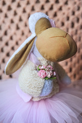 Ballerina doll sheep handmade in pink ballet skirt and with a bo