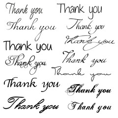 Naklejka premium Thank you - calligraphy set