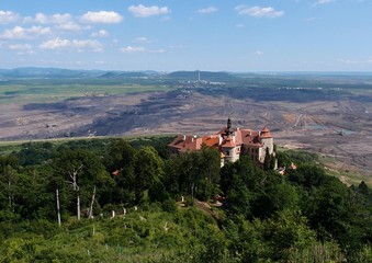 Fototapeta na wymiar Jezeri castle and coal mine,Czech republic