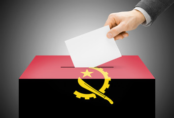 Ballot box painted into national flag colors - Angola