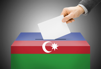 Ballot box painted into national flag colors - Azerbaijan