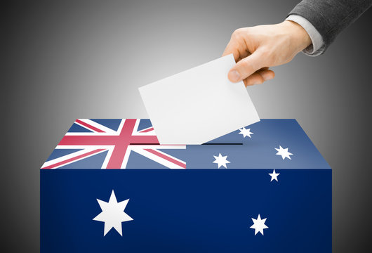 Ballot box painted into national flag colors - Australia