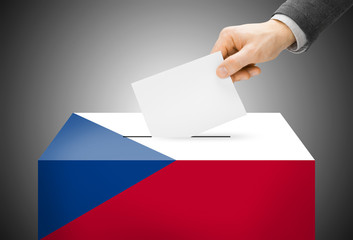 Ballot box painted into national flag colors - Czech Republic