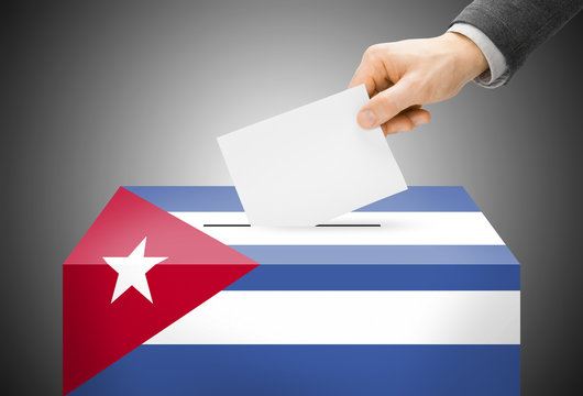 Ballot box painted into national flag colors - Cuba