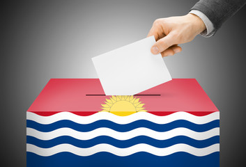 Ballot box painted into national flag colors - Kiribati