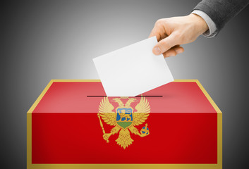 Ballot box painted into national flag colors - Montenegro
