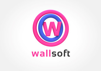 Abstract colored W character logo icon concept. Logotype