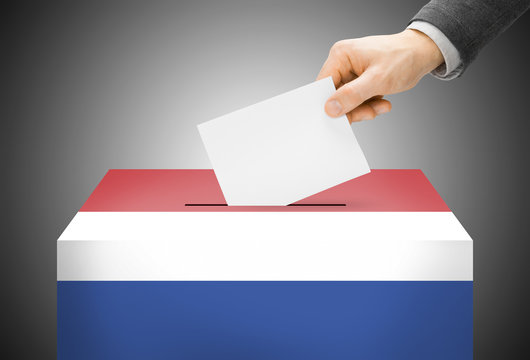 Ballot box painted into national flag colors - Netherlands