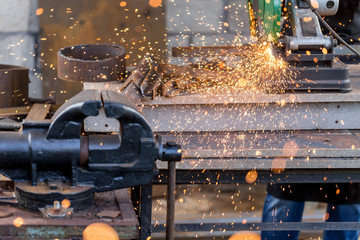 Obraz na płótnie Canvas Industrial cutting metal on circular saw