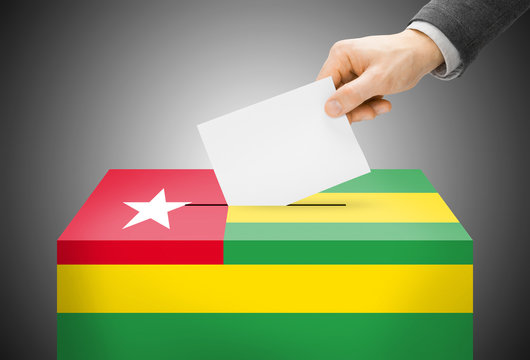 Ballot box painted into national flag colors - Togo