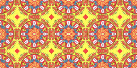 Ethnic pattern. Abstract kaleidoscope  fabric design.