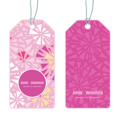 Vector pink abstract triangles vertical round frame pattern tags