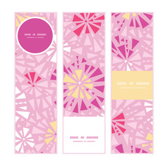 Vector pink abstract triangles vertical banners set pattern