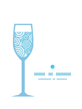 Vector abstract swirls wine glass silhouette pattern frame