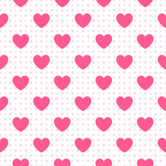 Seamless geometric pattern with hearts. Vector illustration