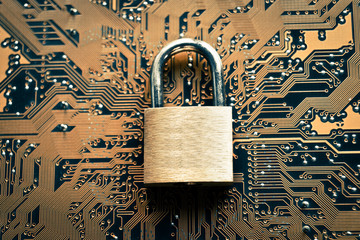 security lock on computer circuit board