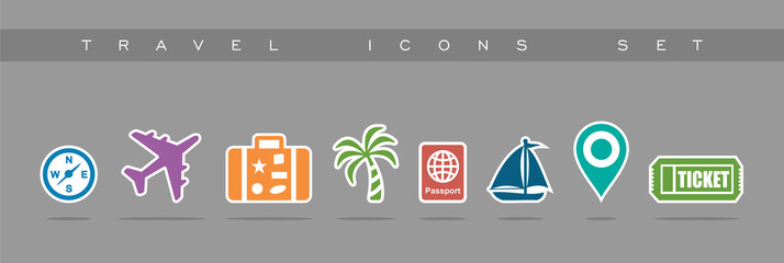 Travel icons set design