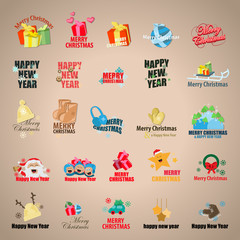 Christmas Icons And Elements Set - Isolated On Background