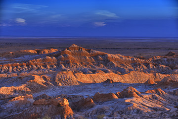 Barren landscape of the Moon valley in Atacama desert.