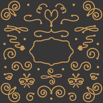 Swirl design elements set on dark gray background