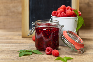 Fresh Raspberries Jam with Chalkboard