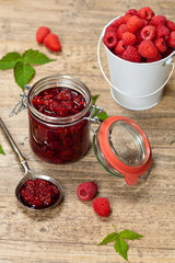 Fresh Homemade Raspberries Jam. Selective focus.