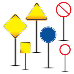 Blank warning road sign. vector illustration
