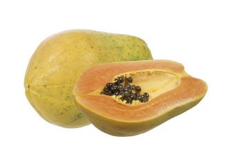Ripe papaya isolated on white