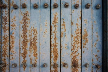 old blue iron door with rust 1