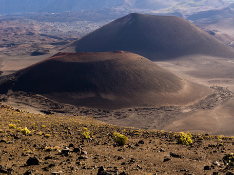 Two cinder cones in Haleakala volcanic crater