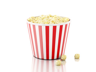 Box of popcorn. 3d illustration - obrazy, fototapety, plakaty