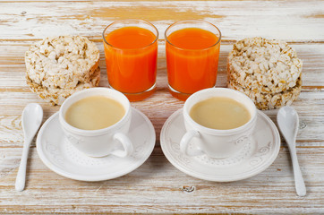 Breakfast with two   coffee cup