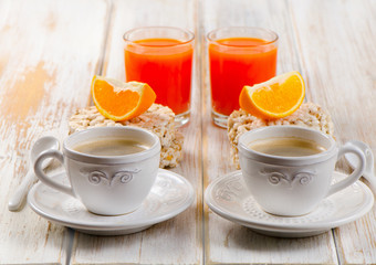 Healthy breakfast with two   coffee cup
