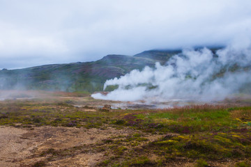 Famous Icelandic Geyser Geysir Strokkur Erupting in Iceland