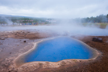Famous Icelandic Geyser Geysir Strokkur Erupting in Iceland