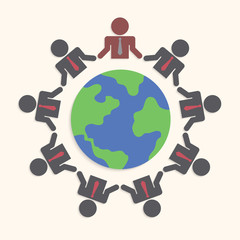 Businessman around the world, Teamwork concept