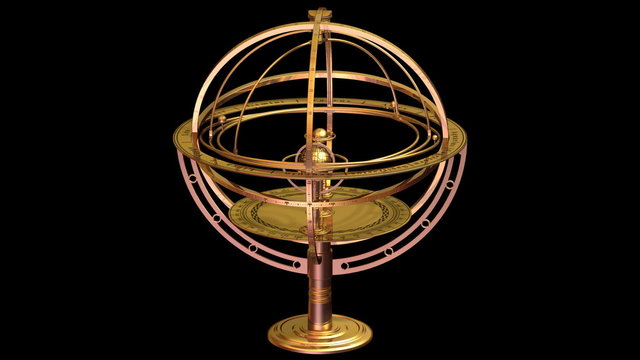 Armillary Sphere with matte. Loop animation.
