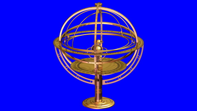 Armillary Sphere On Blue Background