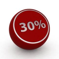 Thirty percent circular icon on white background